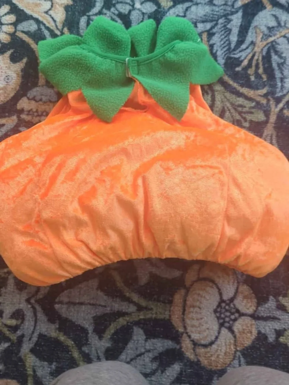 Spirit Orange Pumpkin Jack-O'-Lantern Costume with Green Leaf Collar - Picture 4 of 5